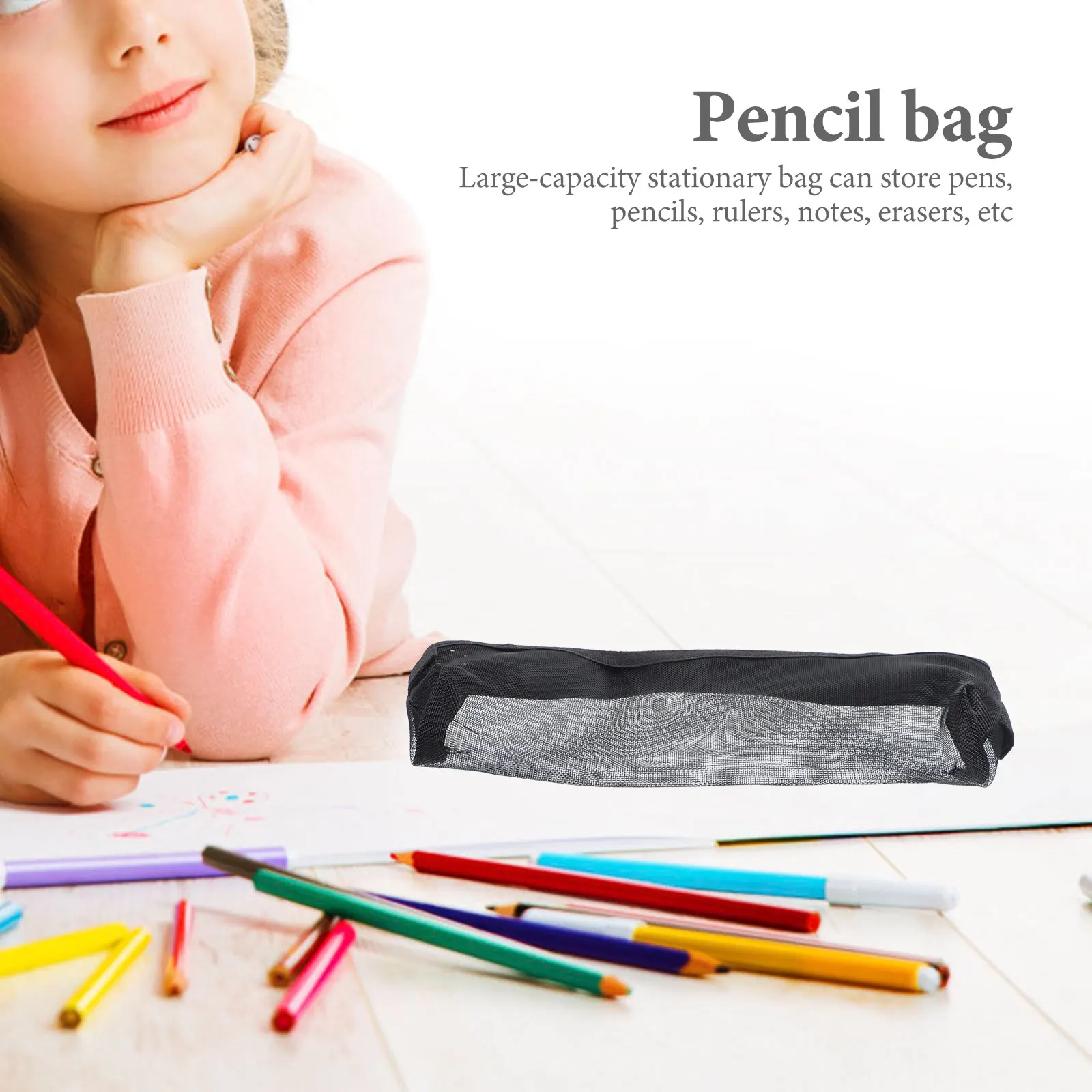 

4 Pcs Transparent Mesh Pencil Case Backpack Small Zip Bag Large Capacity Stationery Bag For Students Teachers Office Staff