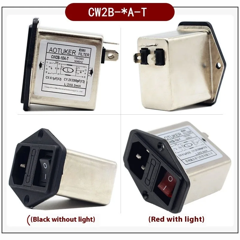 EMI Power Filter 220V Socket Type Power Purifier with Fuse with Switch with Light Anti-Interference [CW2B-3A/6A/10A-T]