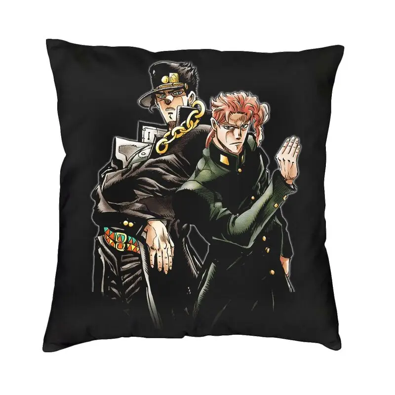 Jotaro And Kakyoin Cushion Cover 60*60 cm Velvet Jojos Bizarre Adventure Throw Pillow Case Decoration Bedding Sofa Pillowcase