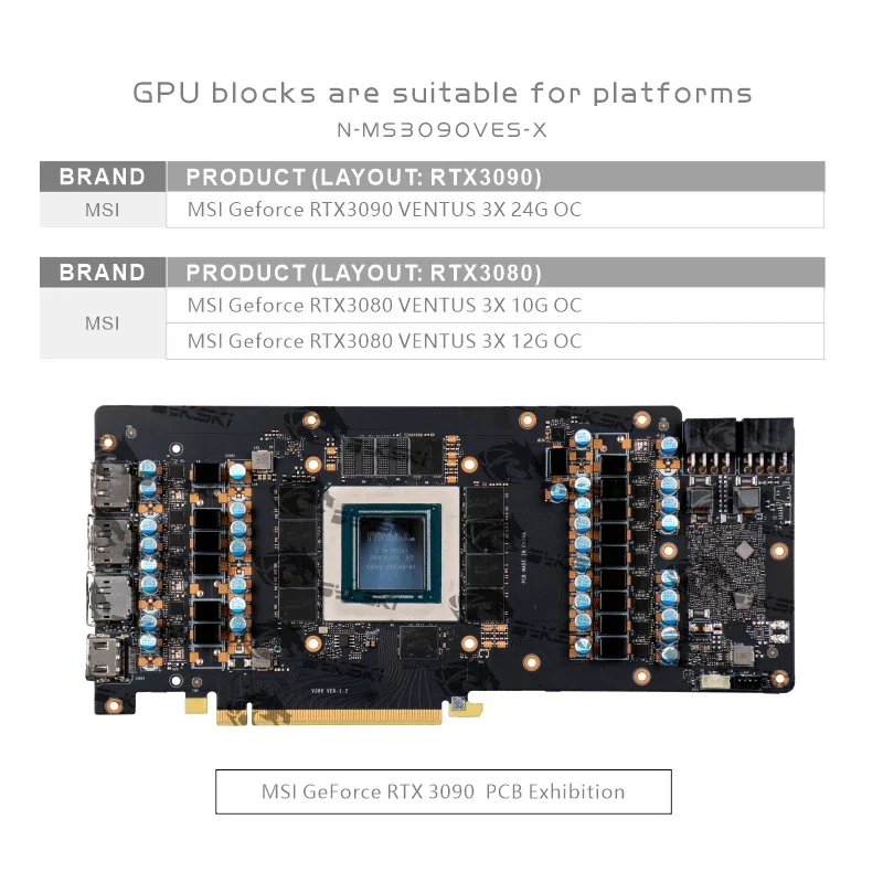 Bykski Water Block Use for MSI RTX3080 Ventus 3X10G OC/RTX3090 Ventus GPU Card/Three-layer Structure Design N-MS3090VES-X-V2