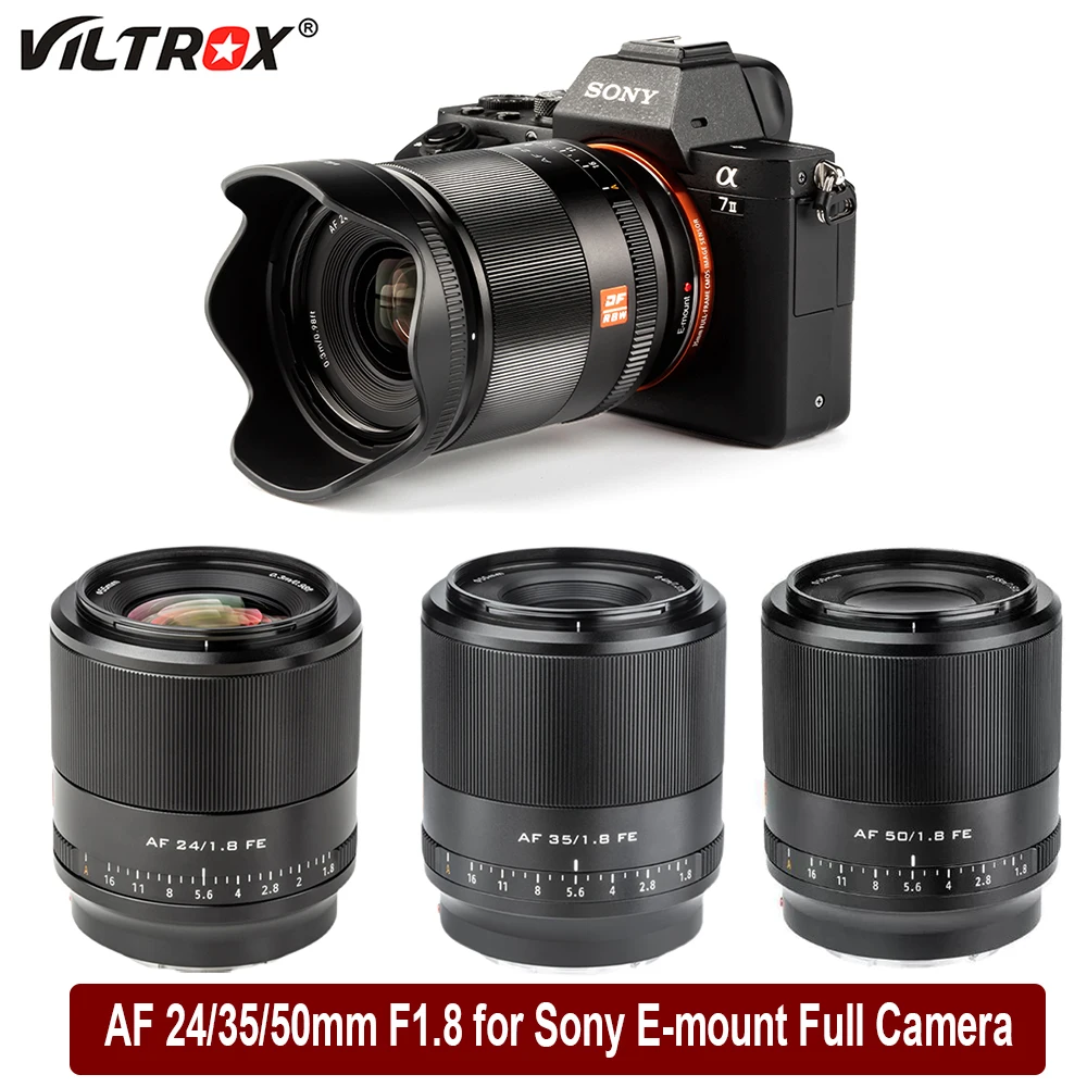 

Viltrox 24MM 35MM 50MM F1.8 FE AF Large Aperture Auto Focus Prime Lens for Sony E-Mount Full Frame Camera A9 A7III A7RIV A7SIII