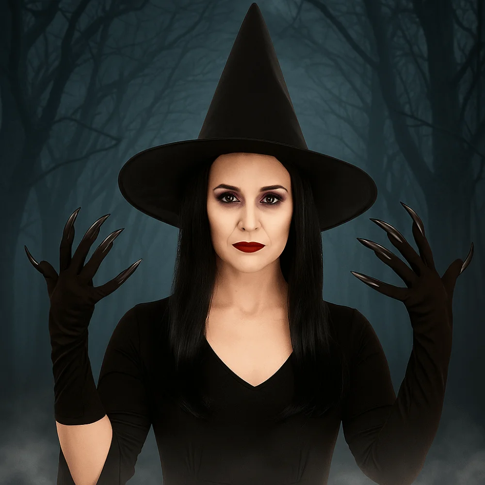 Black Halloween Makeup Black Nail Gloves Full Finger Elastic Ghost Cat Demon Paw Gloves Funny Women Long Mittens Women