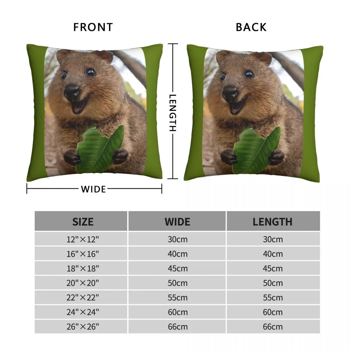 Cvocca Quokka Square Pillowcase Polyester Linen Velvet Pattern Zip Decor Sofa Seater Cushion Cover