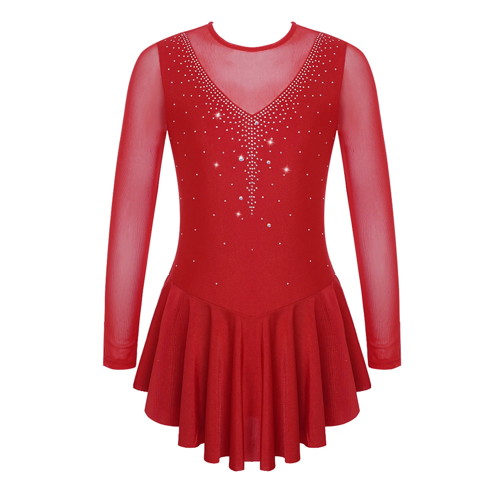 Robe de patinage artistique en biscuits pour filles, justaucorps de ballet épissure en maille pour enfants, robe de patinage sur glace, vêtements de danse sur scène