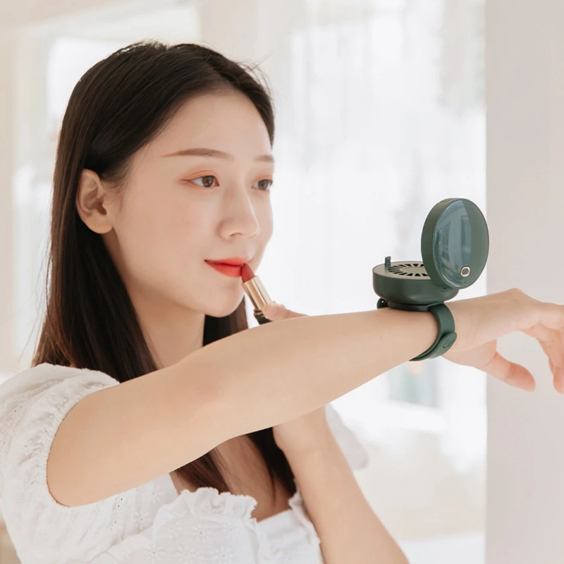야외 스포츠 선풍기, 미니 충전식 선풍기, 조절 가능한 화장 거울, 입고 메쉬 레드 선풍기