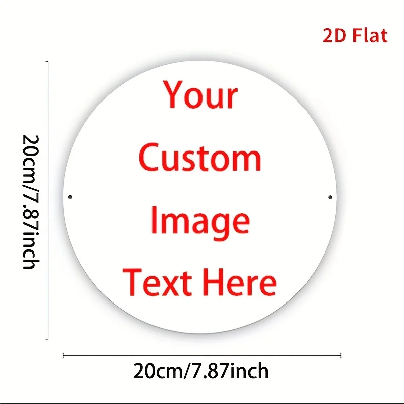 2D Flaches, Individuell UV-Bedrucktes Rundes Metallschild - Personalisierter DIY-Text/Logo/Foto - 8 Zoll (20cm) Retro Vintage Wanddekor-Scheibe für Zuhause, O – Detail 4