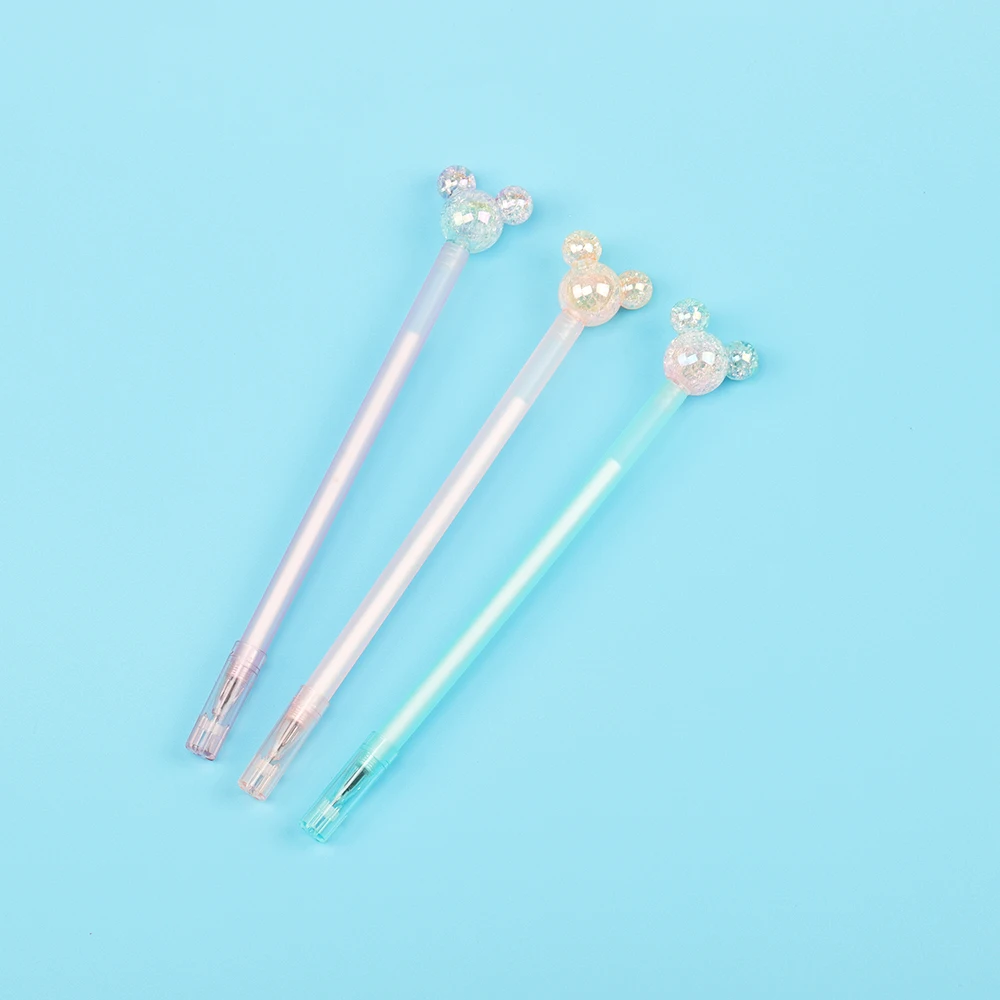 

3 Pieces Cute Kawaii Mickey Glitter Creative School Office Supply Gel Pen Novelty Handle Korea Sweet Pretty Lovely Stationery