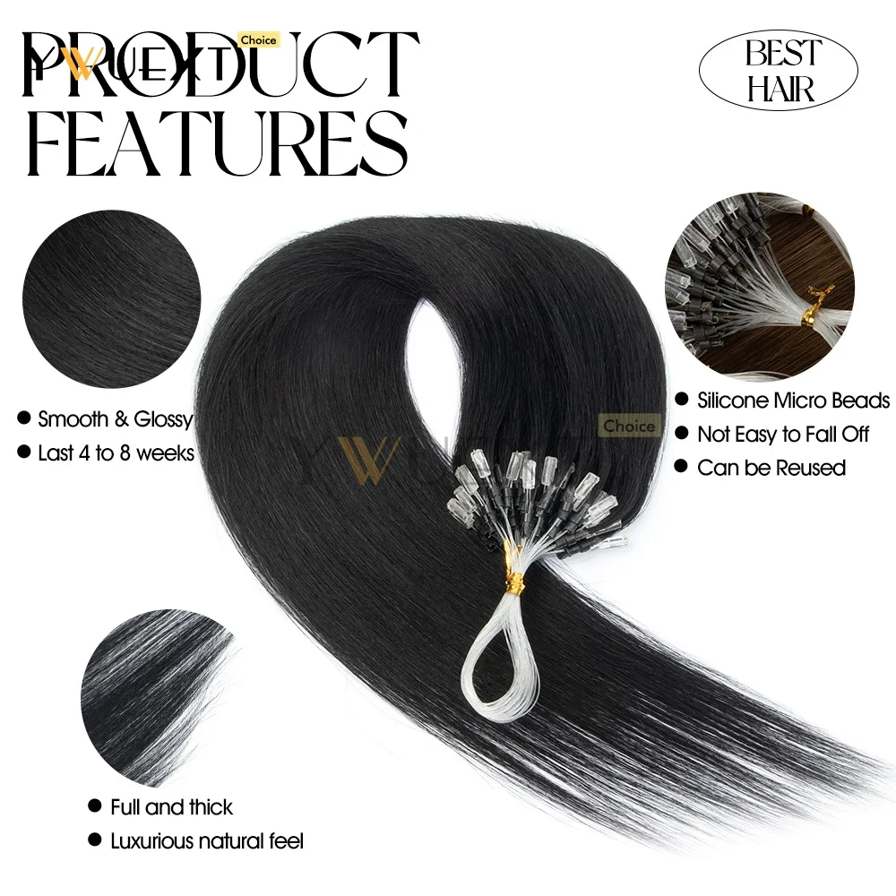 30G-50G Micro Loop Human Hair Extensions 12-20inches Invisible Straight Microlink Hair for Women Salon Quality Easy to Wear