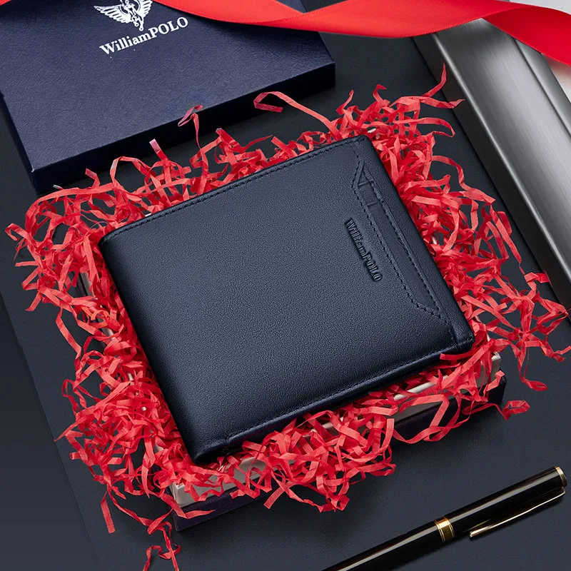 Men's leather wallet, fashionable short style card holder, multifunctional card bag, money bag