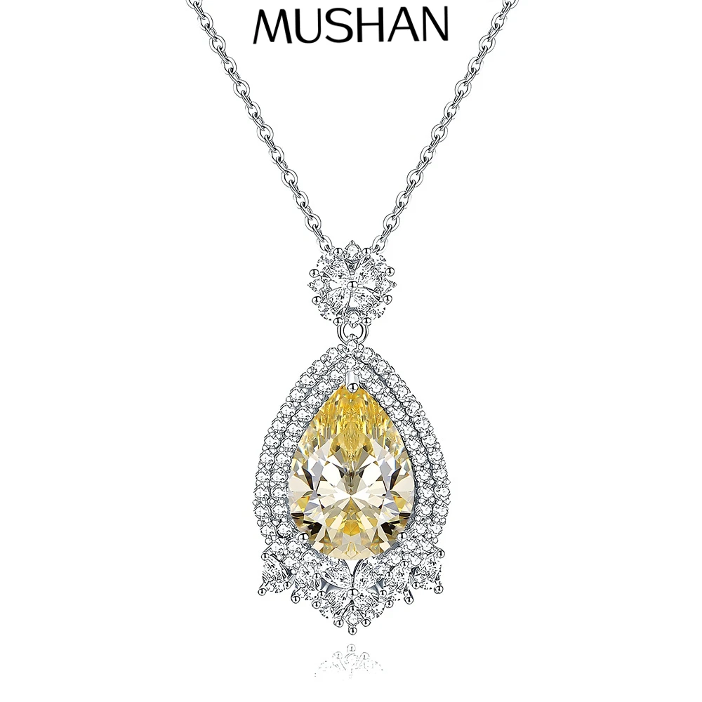 

MuShan Jewelry 925 Sterling Silver Necklace Pendant Chain HCD Diamonds Valentine Gift Minimalist Style Women Necklaces Jewelry