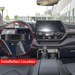 Mobile Phone Holder With Base For Toyota Highlander XU70 2022 Alloy Gravity Car Cellphone Mount Accessories Special GPS Stand