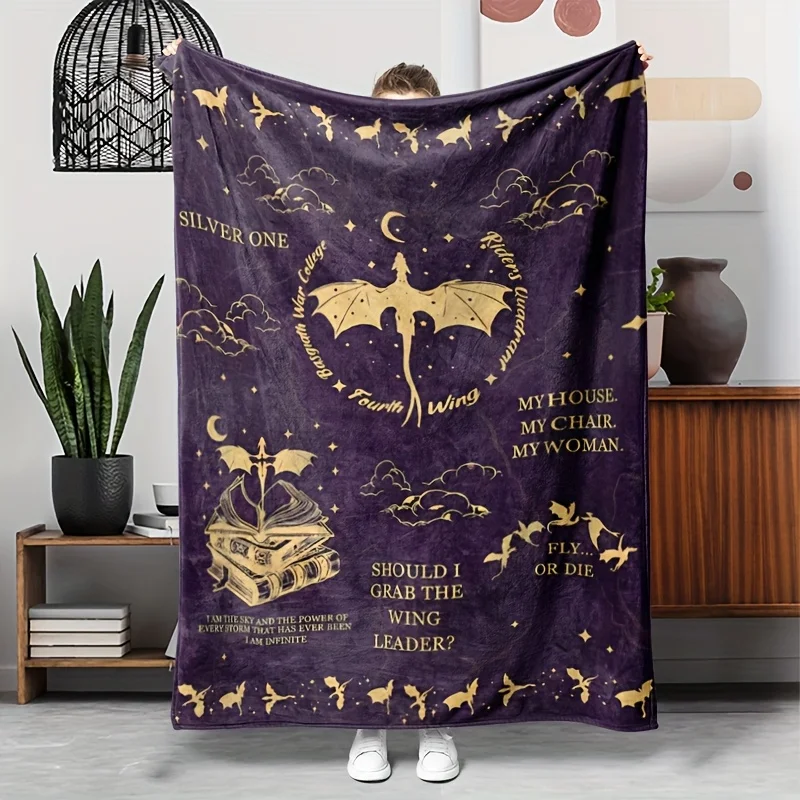 1pc Pterodactyl Pattern Fleece Blanket, Gift Blanket for Family And Friends, Nap Blanket, Cover Blanket, Sofa Blanket, Camping T