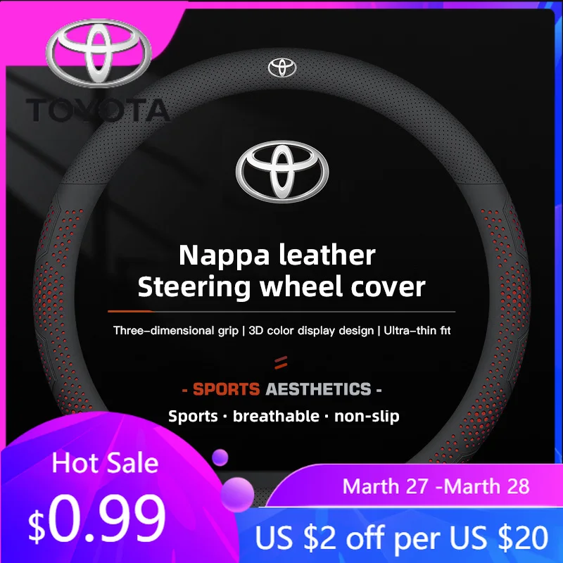 

Новинка 2026: Кожаный чехол на руль для Toyota (диаметр 38 см) – для моделей Corolla, Aygo, CHR, Camry, Rav4. Нескользящий.
