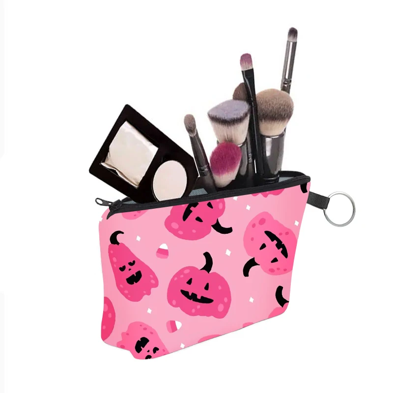 Halloween New Cosmetic Bags Pumpkin Ghost Bat Pattern Makeup Bag Cool Hot Sale Storage Bag Lady Fashion Toile Bag ﻿