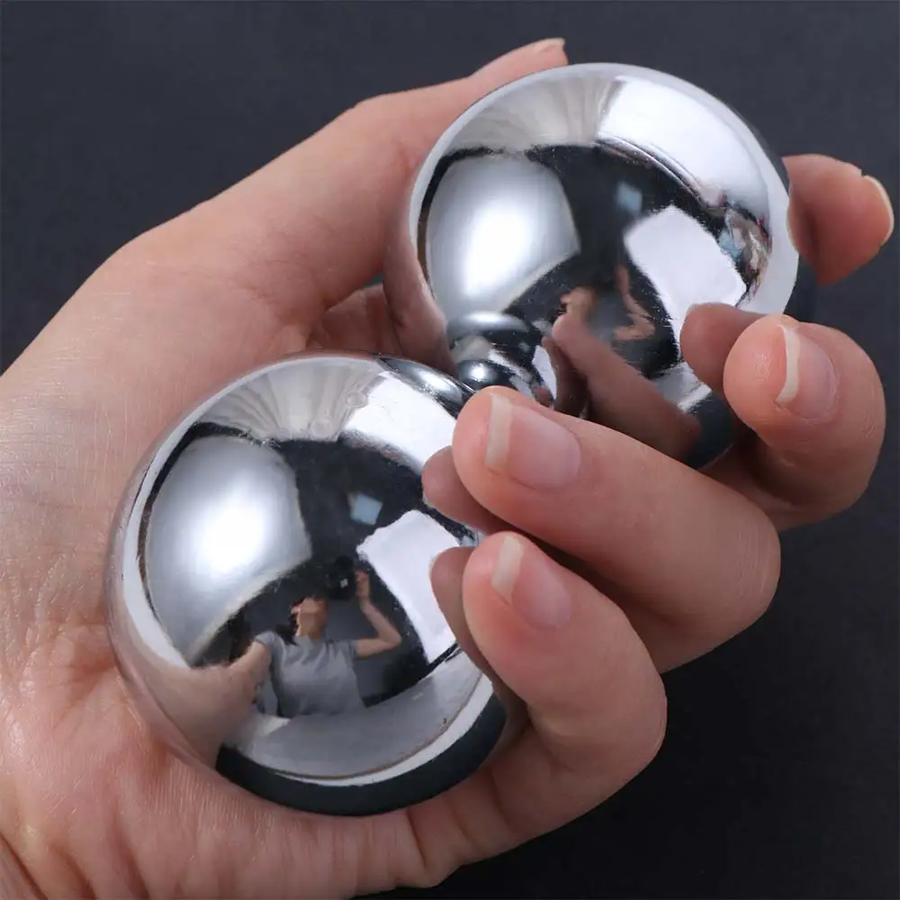 Stress Relaxation Fitness Iron Ball Electroplate Solid Silver Hand Massage Balls Rolling Hand Exercise Chinese Health Balls