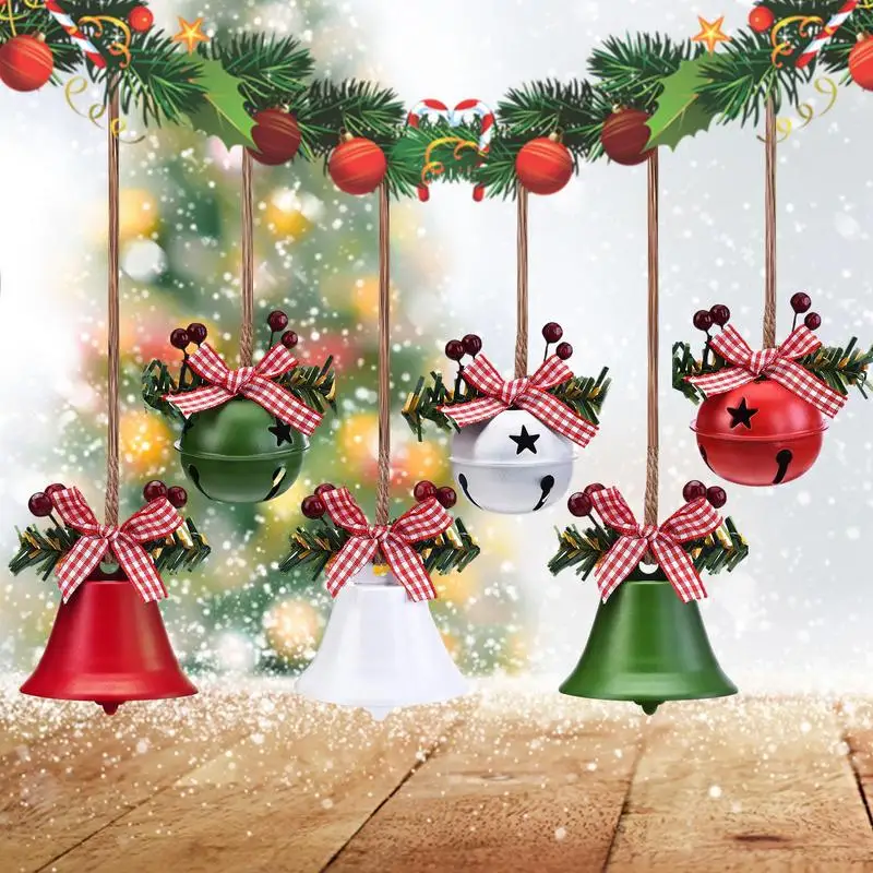 Campanas de Navidad grandes de 6 piezas, adornos colgantes de campana de gran tamaño, blanco, rojo, verde, campana de árbol de Navidad, favores de fiesta, decoración de vacaciones