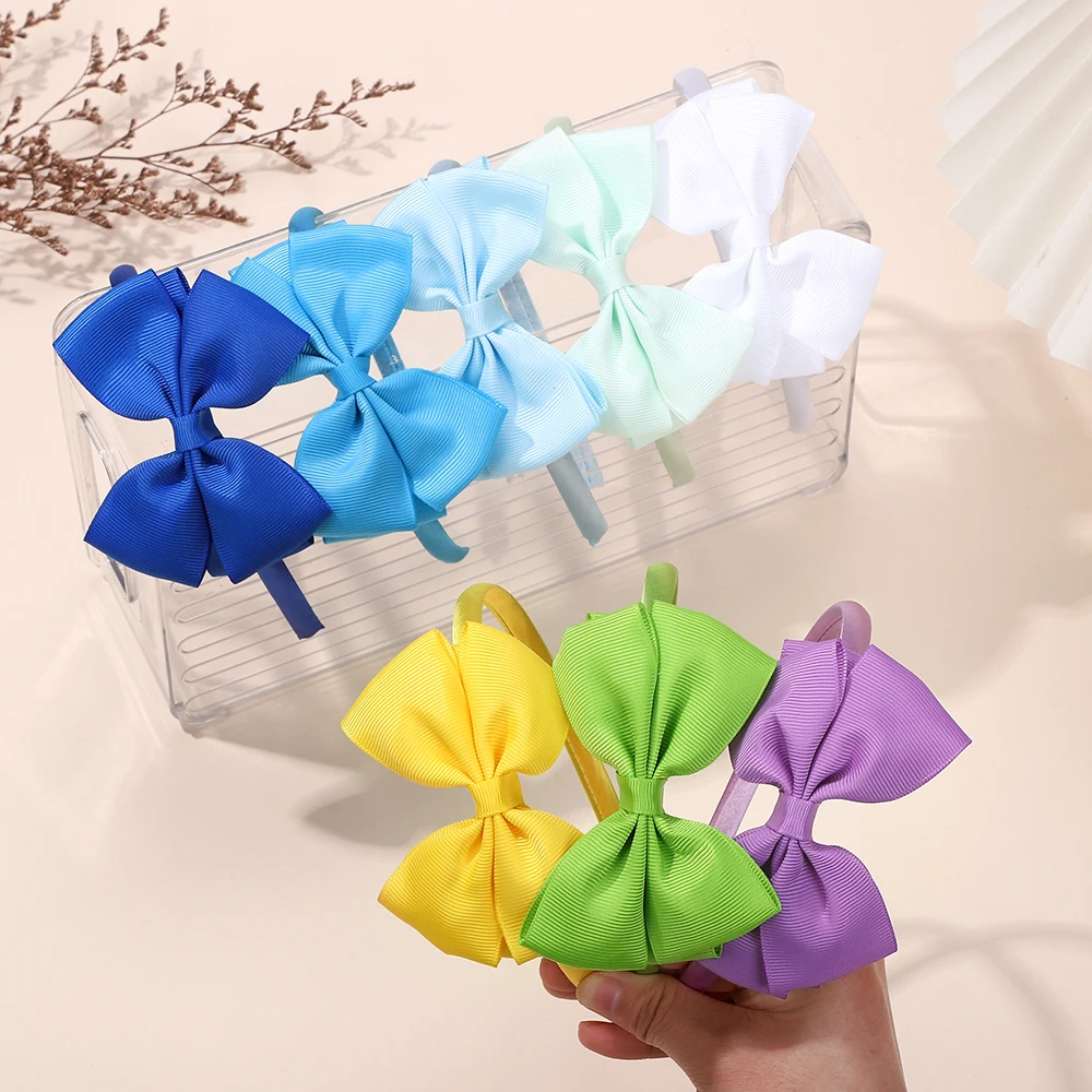 Diadema de flores grandes de 3,7 pulgadas para niña, cinta de grogrén para el pelo hecha a mano, accesorios para el cabello, regalos