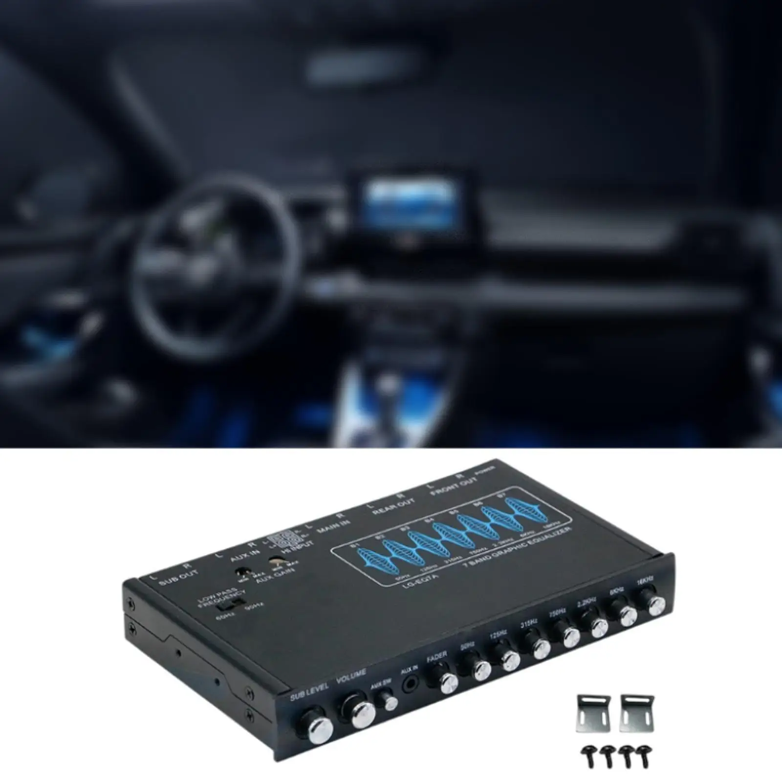 

7 Band Car Audio Equalizer DSP Chip for Car, Boat Black Easy Install Frequent Adjustable Professional Graphic Equalizer