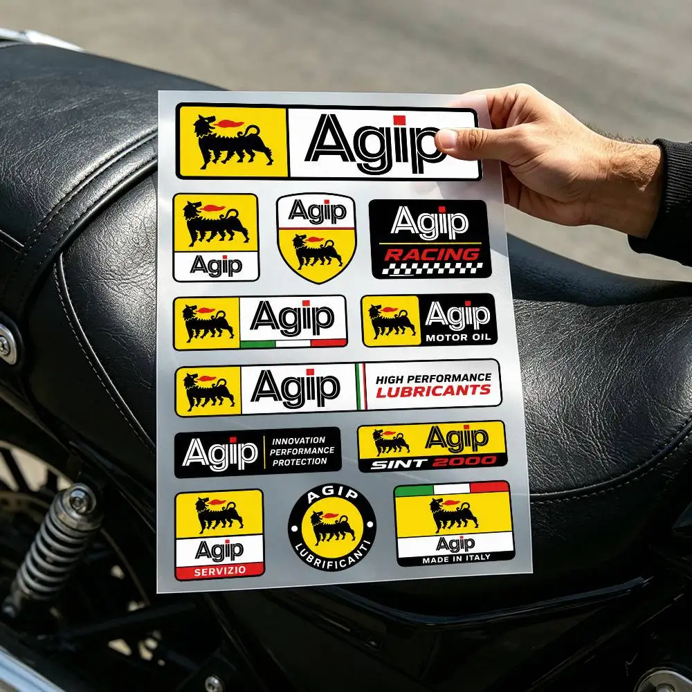 Vintage Italian Racing Sticker Retro AGIP Lion Badge Decals for Helmet Car Motorbike