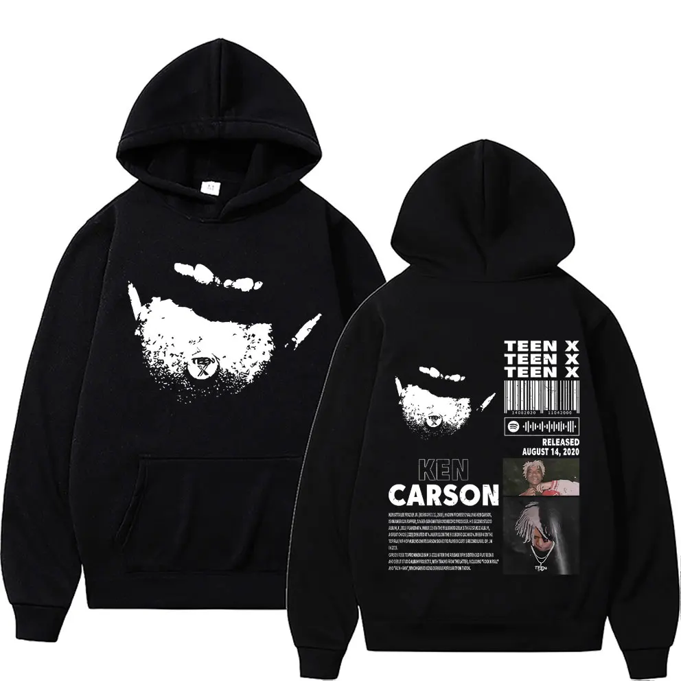 Rapper Ken Carson Teen X Music Album Double Sided Print Hoodie Rap Playboi Carti Opium Sweatshirt Male Hip Hop Oversized Hoodies