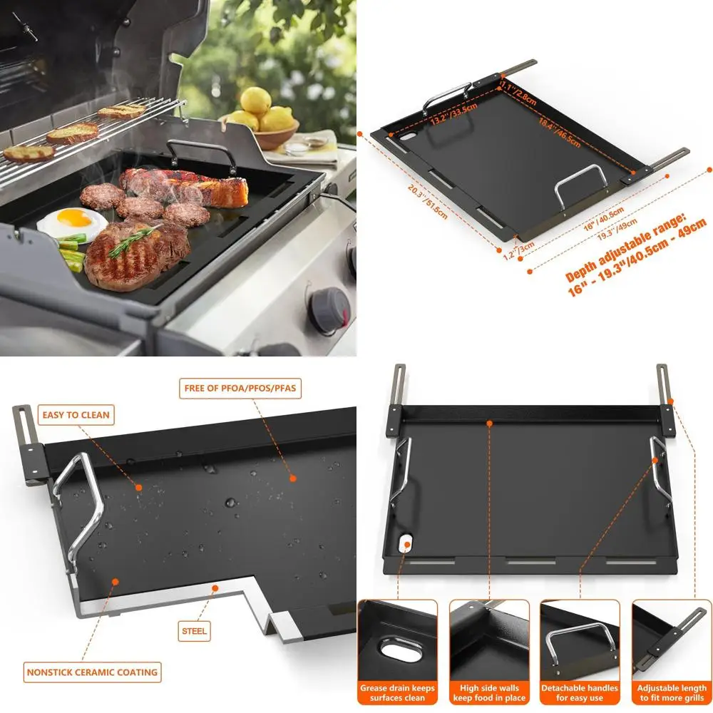 

Versatile Large Griddle for 3-Burner Gas Grills - Fits Weber, Royal Gourmet, Cuisinart, Char-Broil, Nexgrill, Napoleon, Dyna-Glo