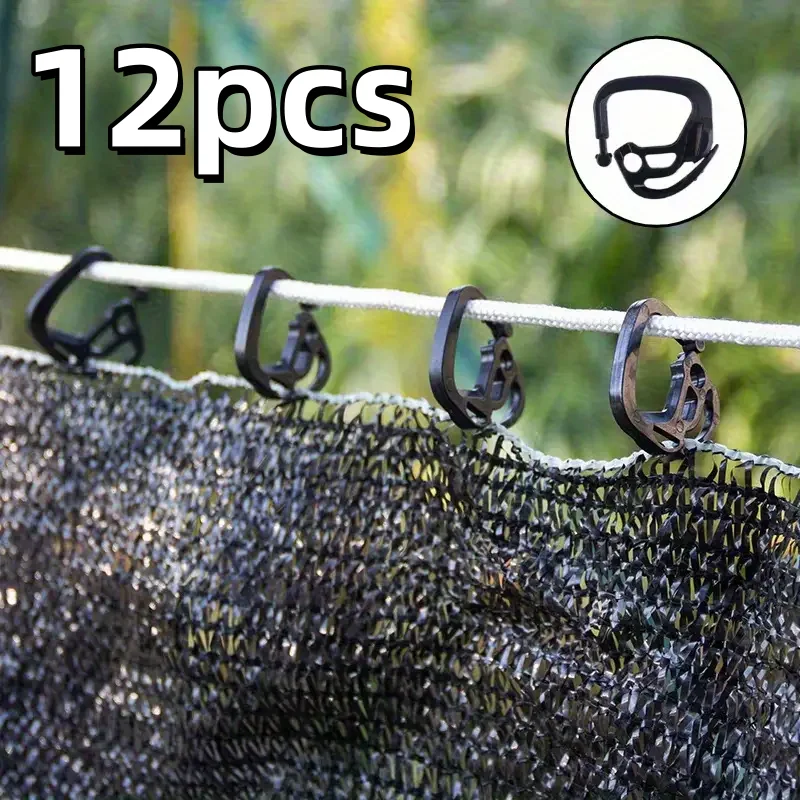 12 Stück Schattentuch-Clips – robuste Haken für Schattennetz, Garten, Gewächshaus und den Außenbereich – verstellbar und tragbar ​
