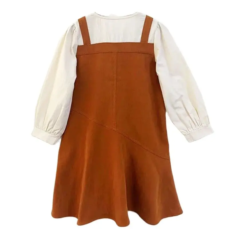 Corduroy Dress Girls Long Sleeve Big Girl Fall Dress Tan Child School Clothes Spring 6 7 9 10 11 12 13 14 15 17 18 Year New 2025