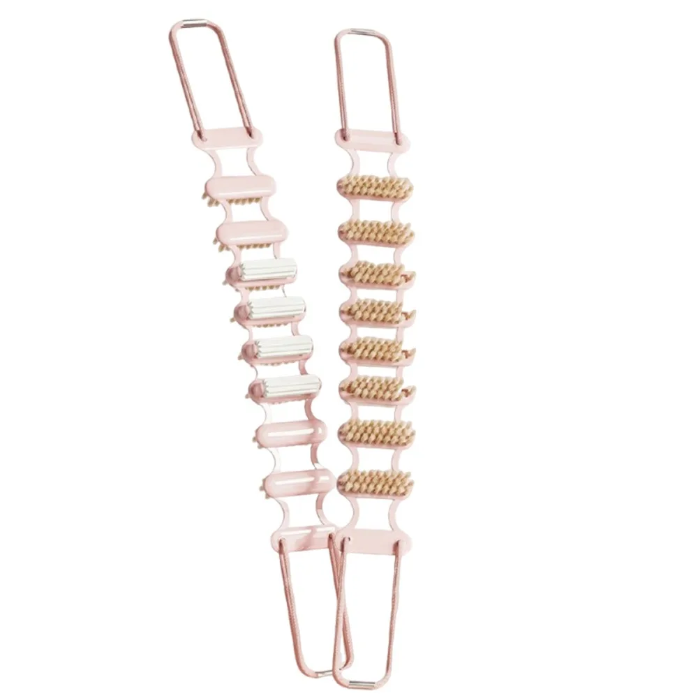 2-in-1 Rubbing Back Strip massage roller Double-sided Back Scrubber Massager Extended Widening Bath Brush Shower