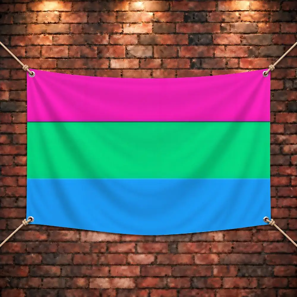 Lively Distinctive Design P-Polysexual Pride Flags Four Rings Bright Hanging Yard Decor Indoor Outdoor Assembly