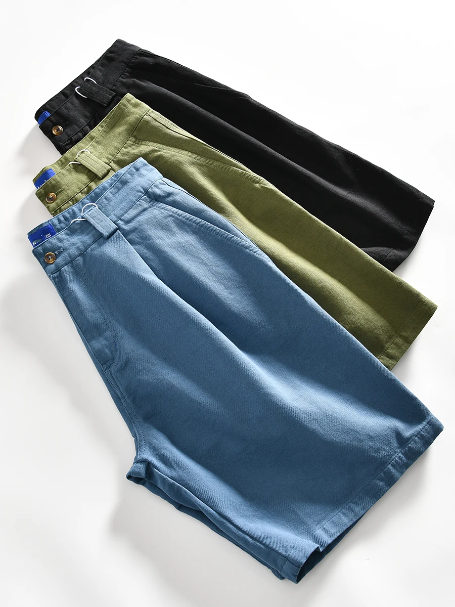 

Men's Summer Casual Pure Cotton Straight Leg Workwear Shorts Vintage Artistic Loose Fit Fashionable Urban Style Youth Shorts