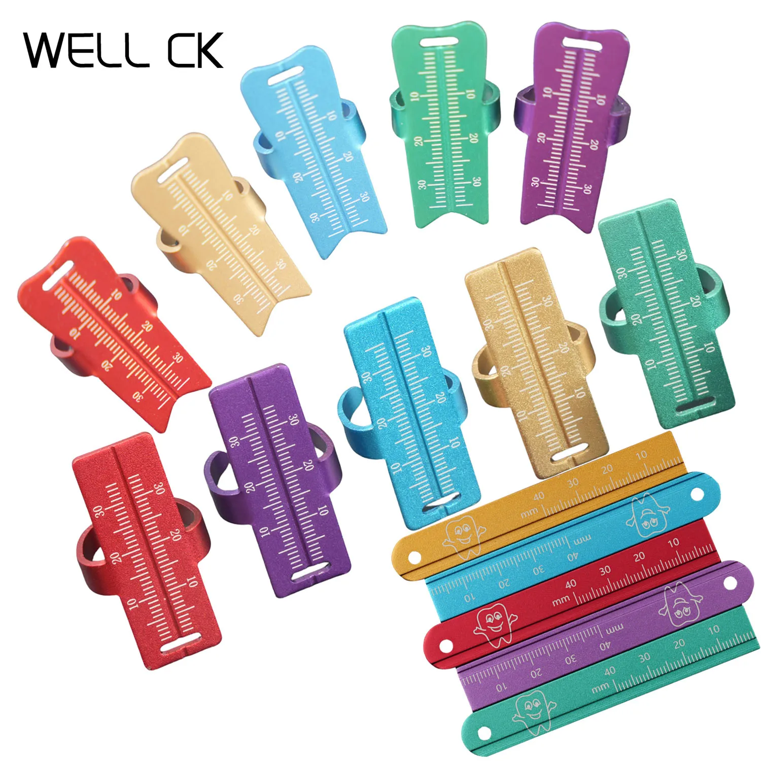 1Pc Dental Rulers Span Measure Scale Endodontic Finger Rulers Colorful Measuring Aluminium Endo Ruler For Root Canal Measurement