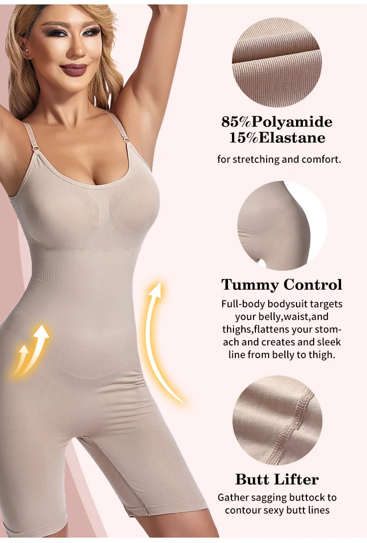 

Women's Tummy Control Shapewear Bodysuit Full Body Shaper Butt Lifter One Piece Shorts for Smooth Silhouette