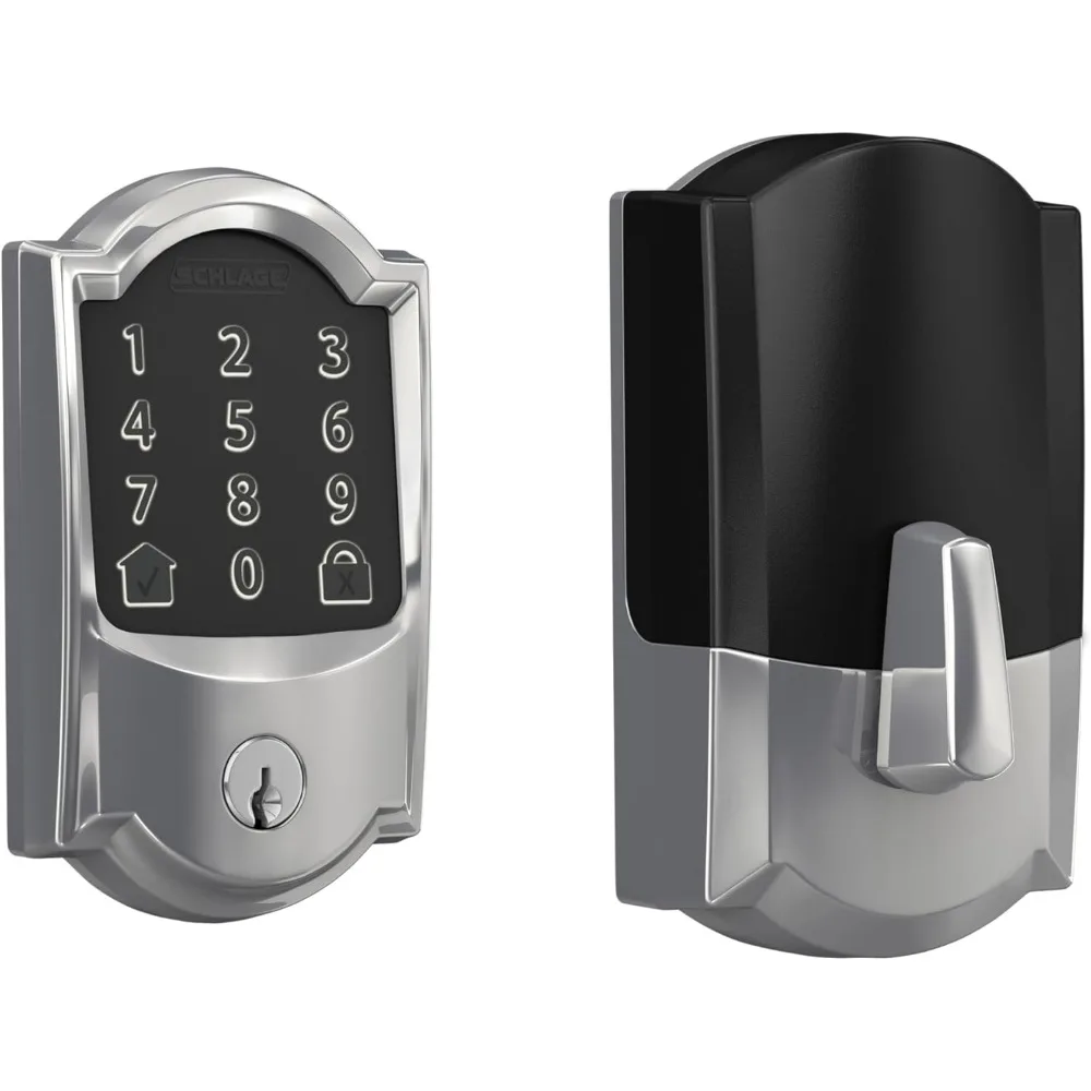 Schlage Encode Smart WiFi Deadbolt mit Camelot-Besatz in hellem Chrom