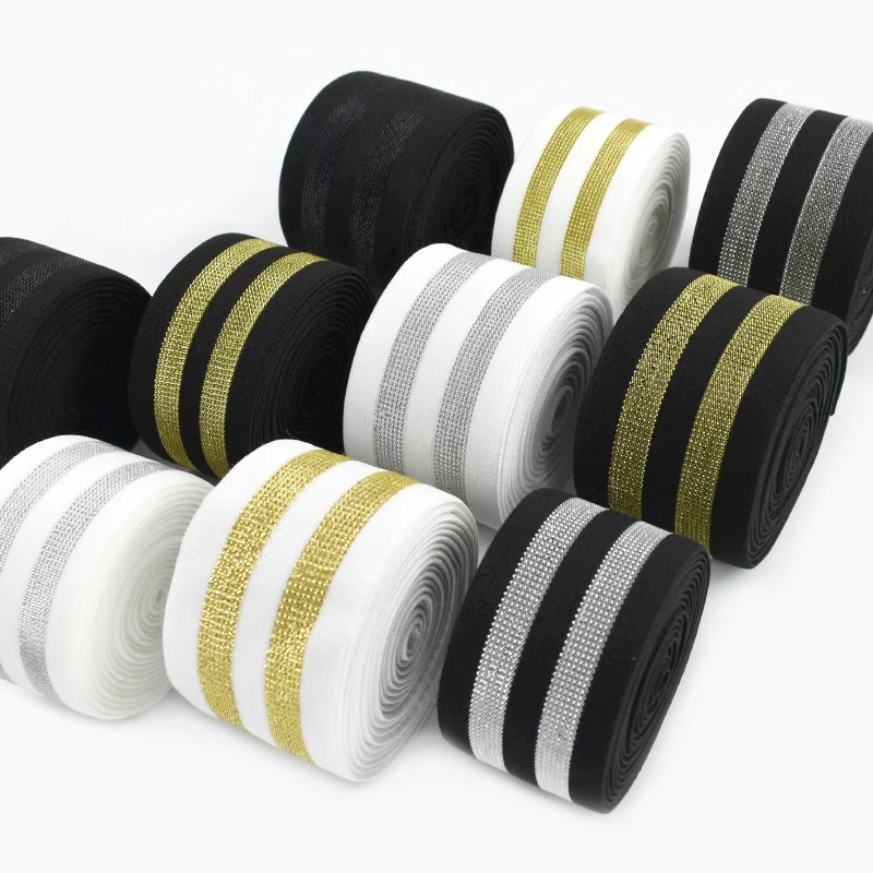 

2-10M 40/50mm Gold Silver Elastic Band Wide Waistband Elasticity Bands Sportswear Belt Stretch Rubber Webbing Sewing Accessories