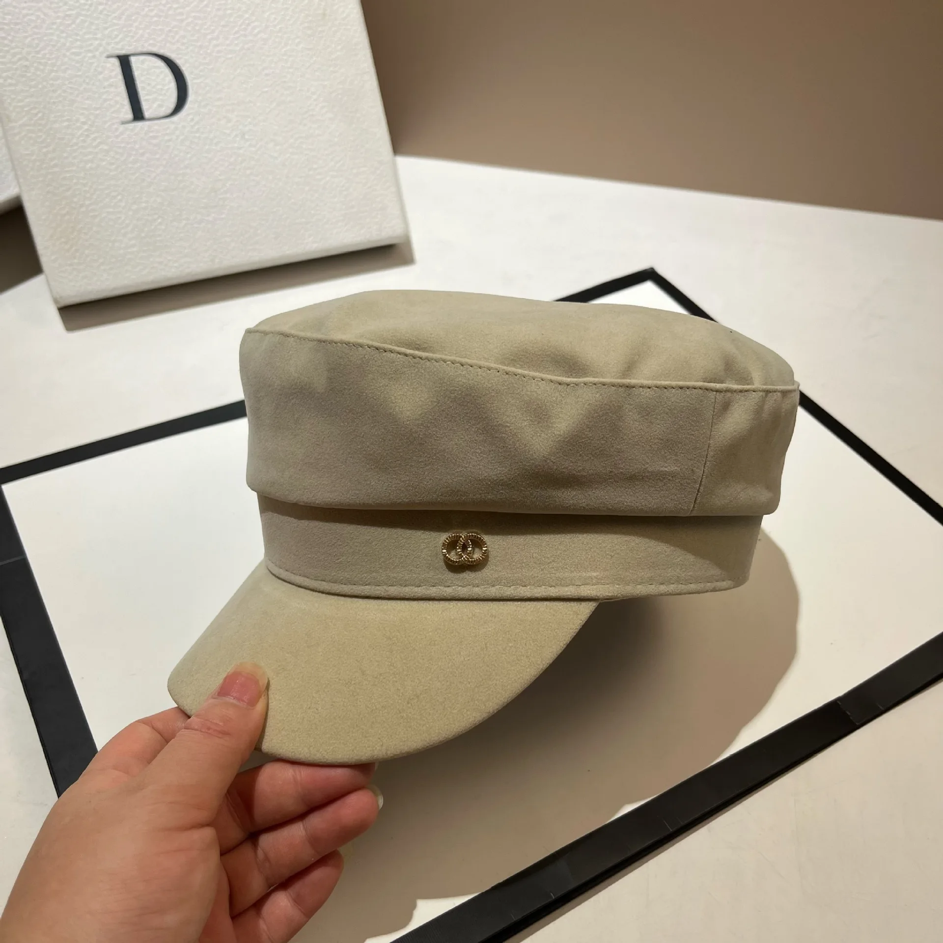 여성용 스웨이드 베레모, 2025 가을 겨울 밀리터리 & 베이커보이 캡, 빈티지 슬라우치 피크드 캡