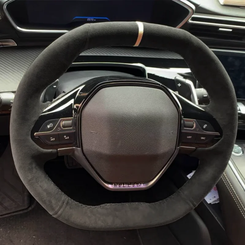 

DIY Car Steering Wheel Cover Suede Leather For Peugeot E-208 2020 508 208 2019 2020 3008 4008 5008 2016-2019 Car Accessories