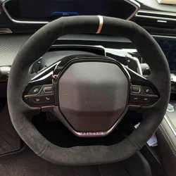 DIY Car Steering Wheel Cover Suede Leather For Peugeot E-208 2020 508 208 2019 2020 3008 4008 5008 2016-2019 Car Accessories
