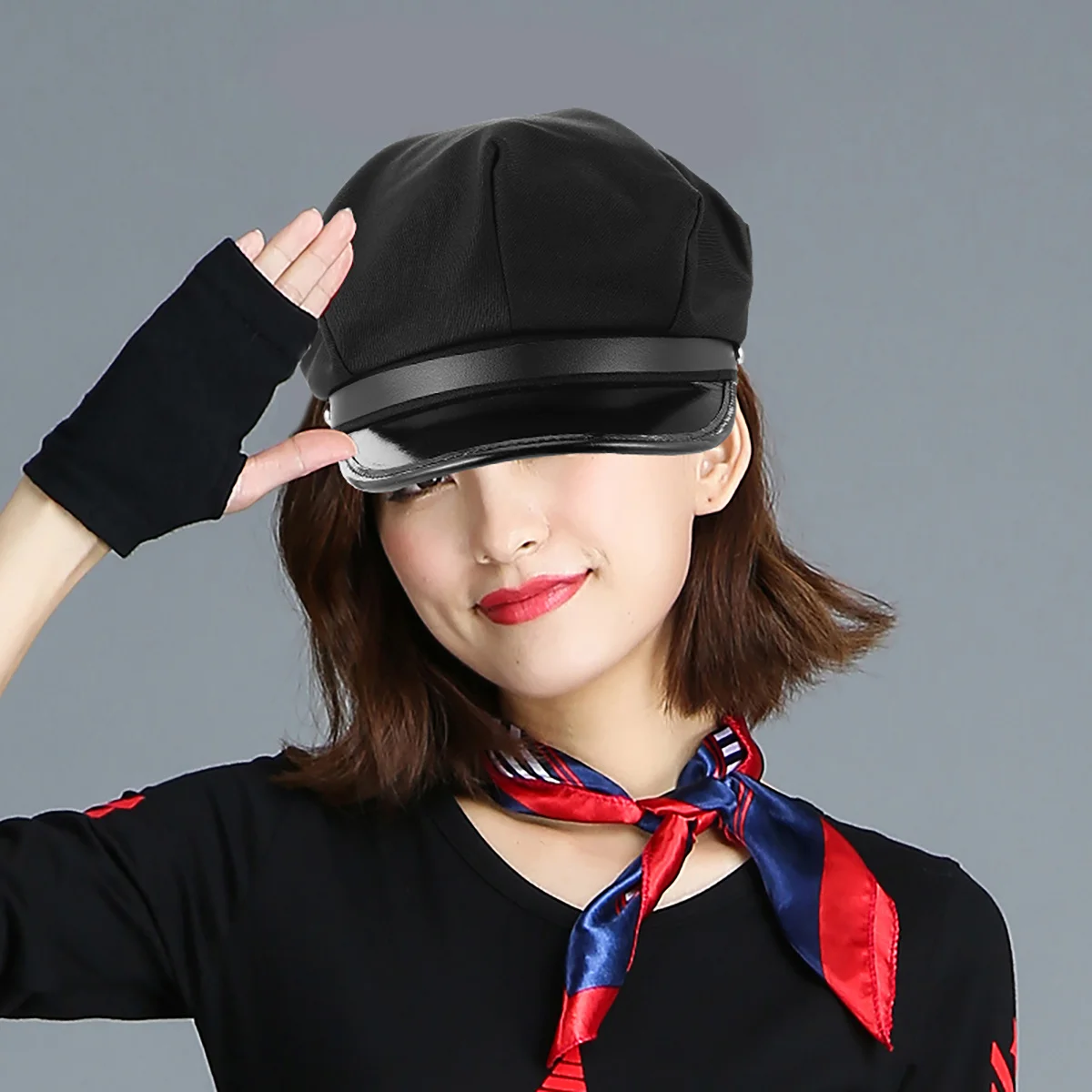 

Octagonal Sailor Hat Navy Costume Cap for Cosplay Halloween Party Nautical Theme Adjustable Captain Admiral Role Play