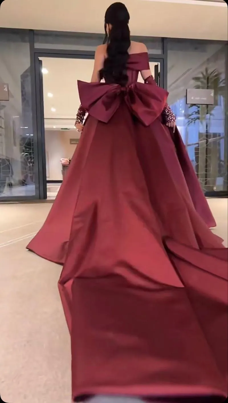 Elegant Celebrity Dresses For Women One Shoulder Skirt Slim Fit Prom Party Bow Sweep Train Sleeveless Dress فساتين السهرة