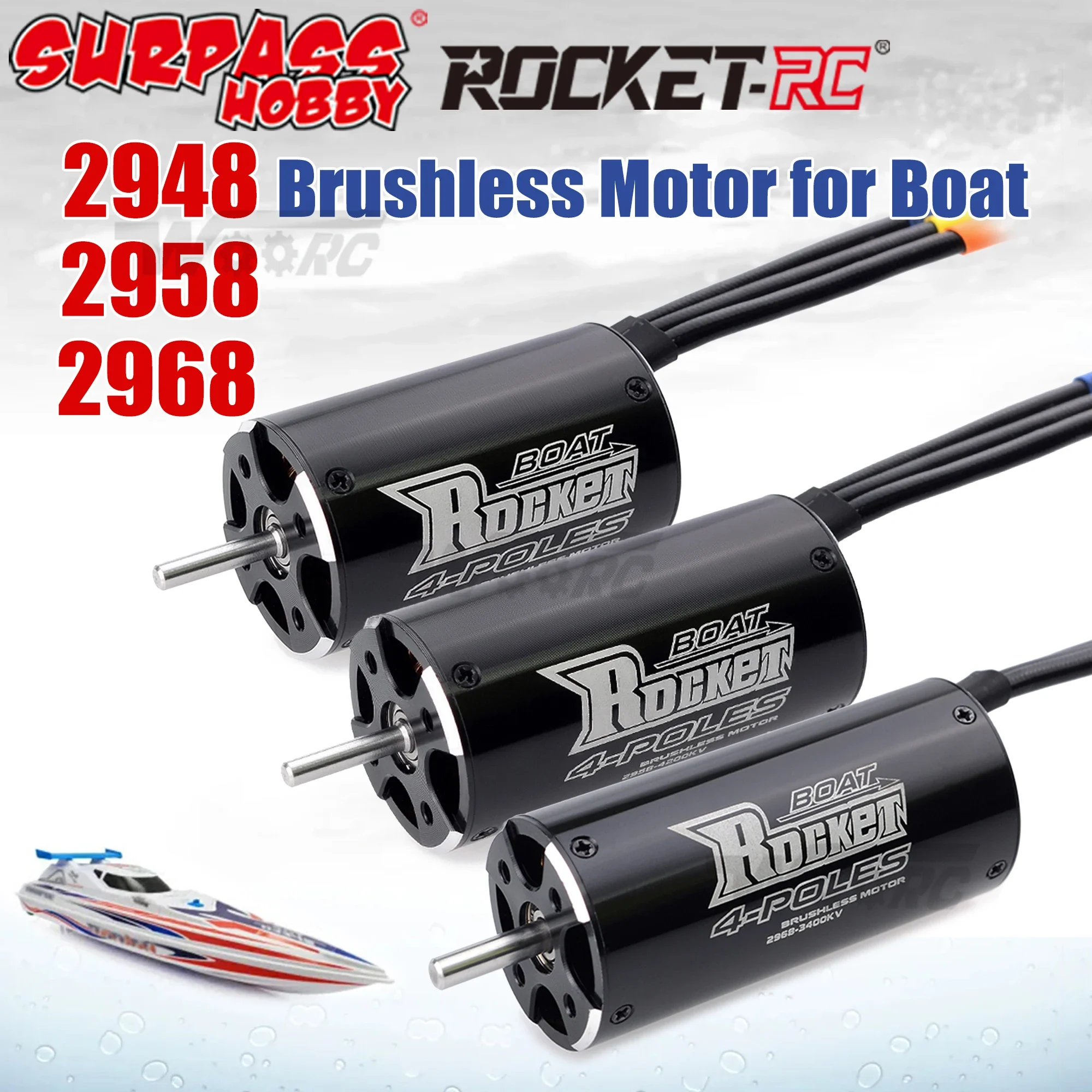 

Surpass Hobby Rocket RC 2948 2958 2968 Brushless Motor for RC Boat 600-800mm Traxxas Feilun Fishing Bait Boat Upgrade Parts