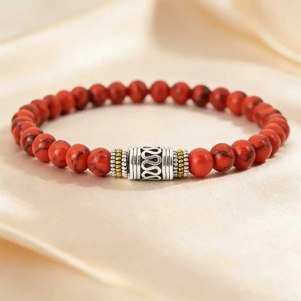 6mm Natural Stone Yoga Bracelet Uni Sanskrit Meditation Beads Lucky Red Tibetan Buddhist Minimalist Design luxury retro coupl