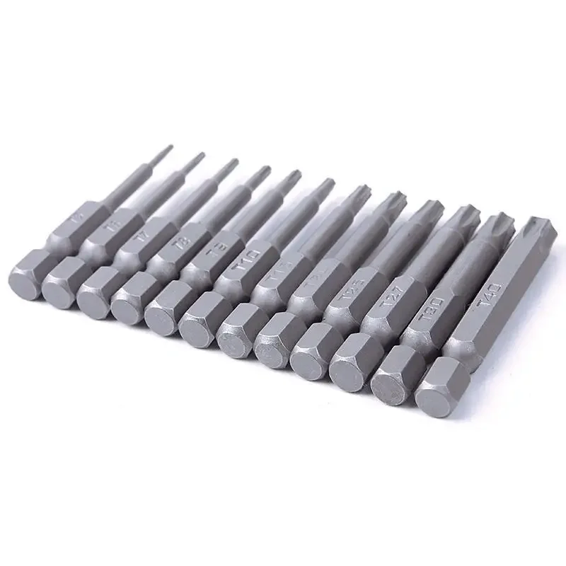 Binoax 6/8/12 Pcs Torx Bit Set 50mm Magnetic Tamper Resistant Star Bits T5-T40 Screwdriver Wrench Drill Bit Set