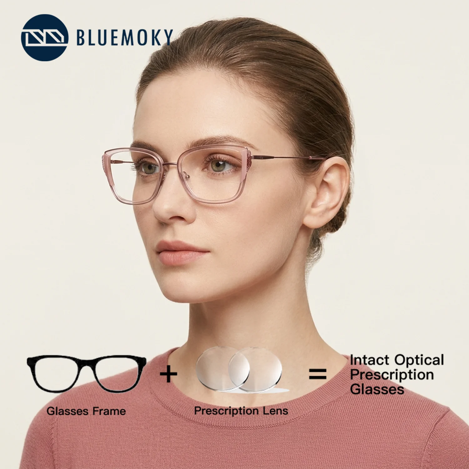 BLUEMOKY Acetate Prescription Photochromic Grey Myopia Glasses Butterfly Women Anti Blue Light Optical Eyegalsses