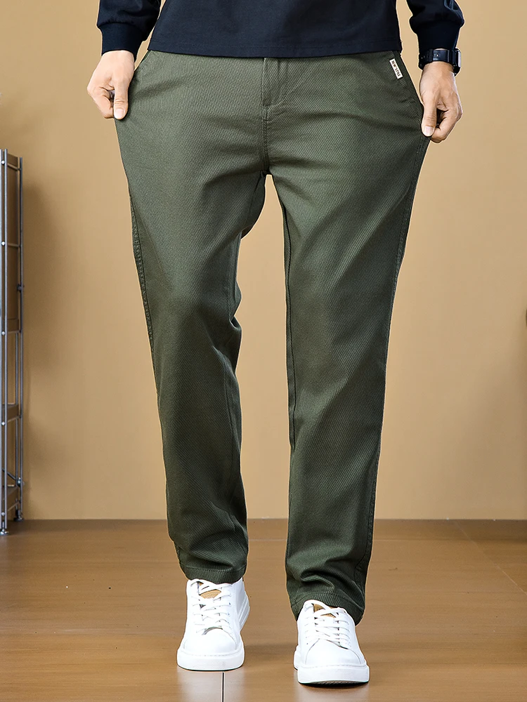 New Casual Pants Men Straight Fit Stretch Chino Trousers Male Formal Work Business Dress Khaki Fashion Autumn Winter Pants