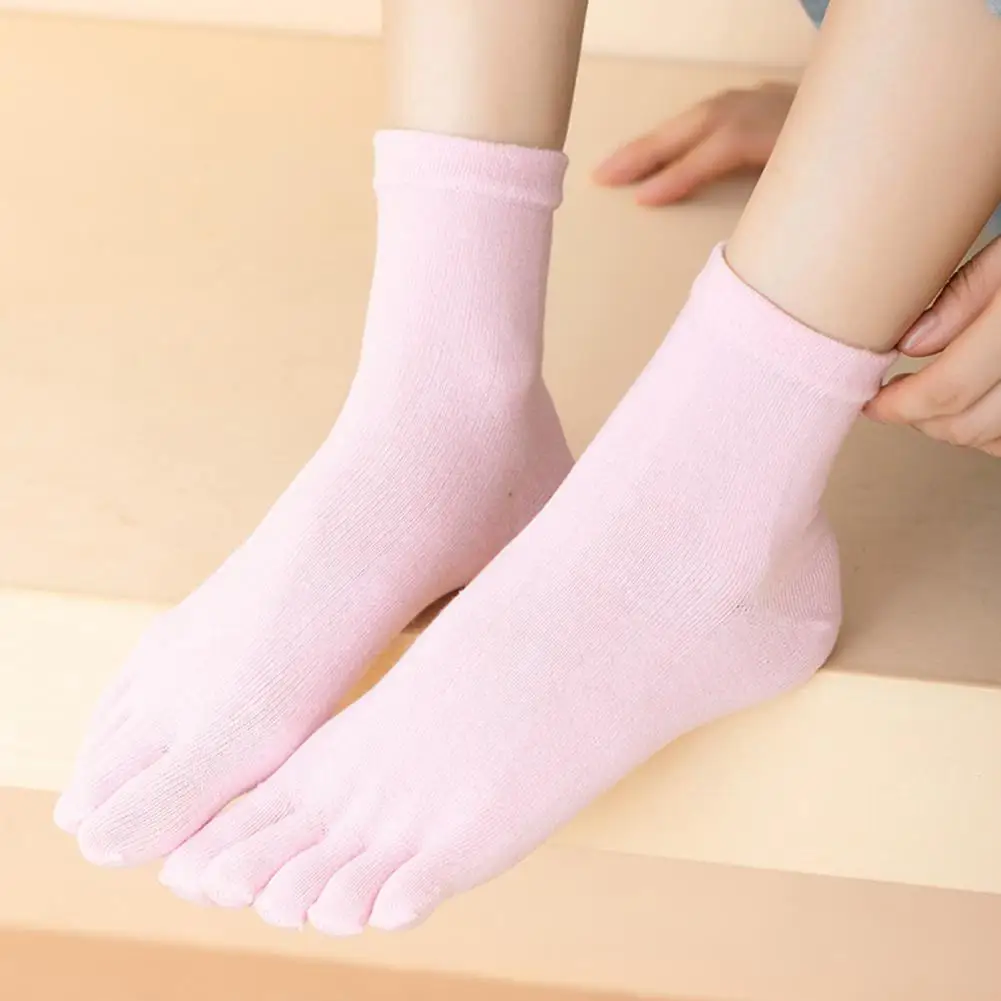 Chaussettes pour femmes, 1 paire, couleur unie, antidérapantes, sans odeur, à cinq doigts, pour un usage quotidien