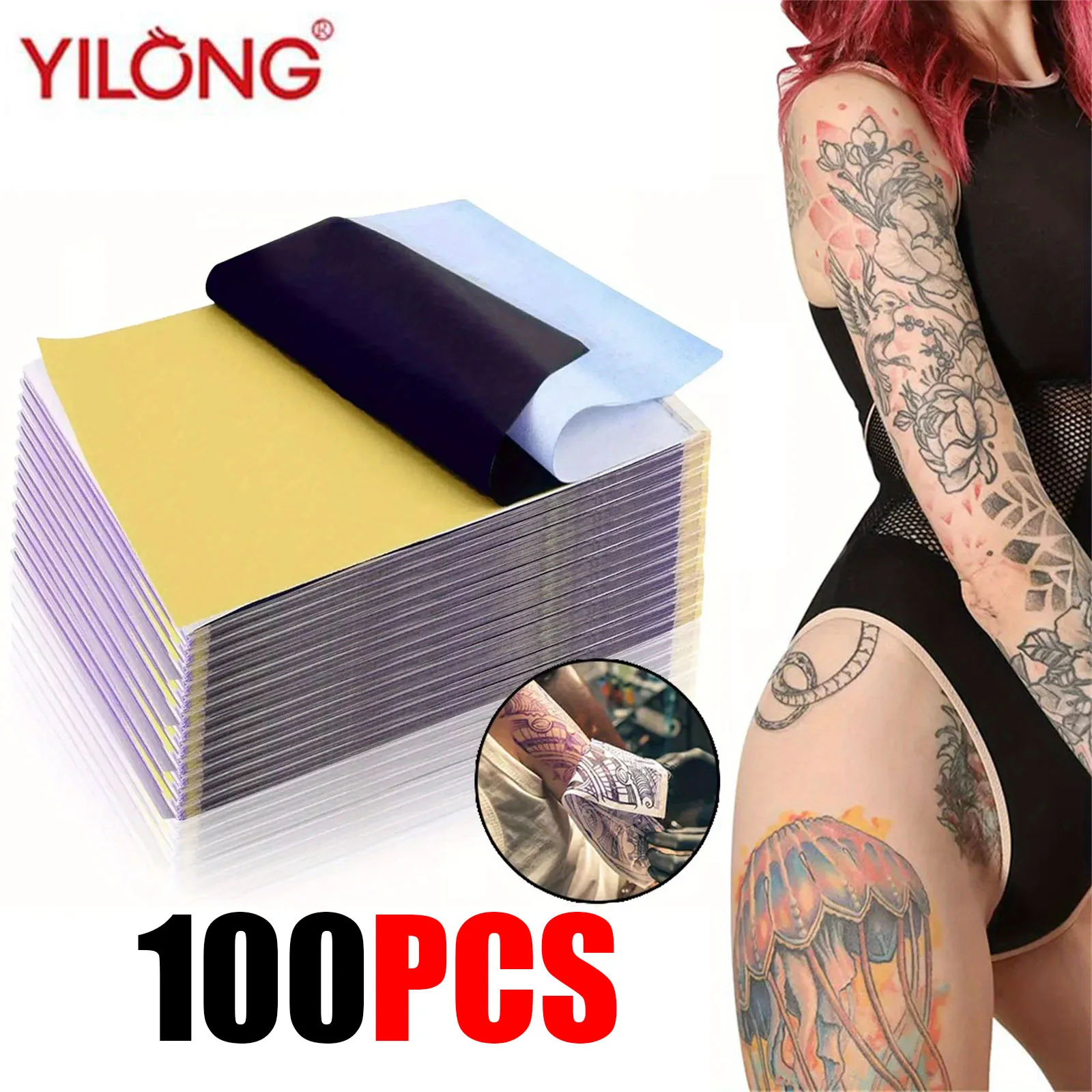 100 قطعة من أوراق نقل الوشم الاحترافية A4 ورق استنسل الوشم ورق نسخ حراري من الكربون ملحقات آلة نقل الوشم