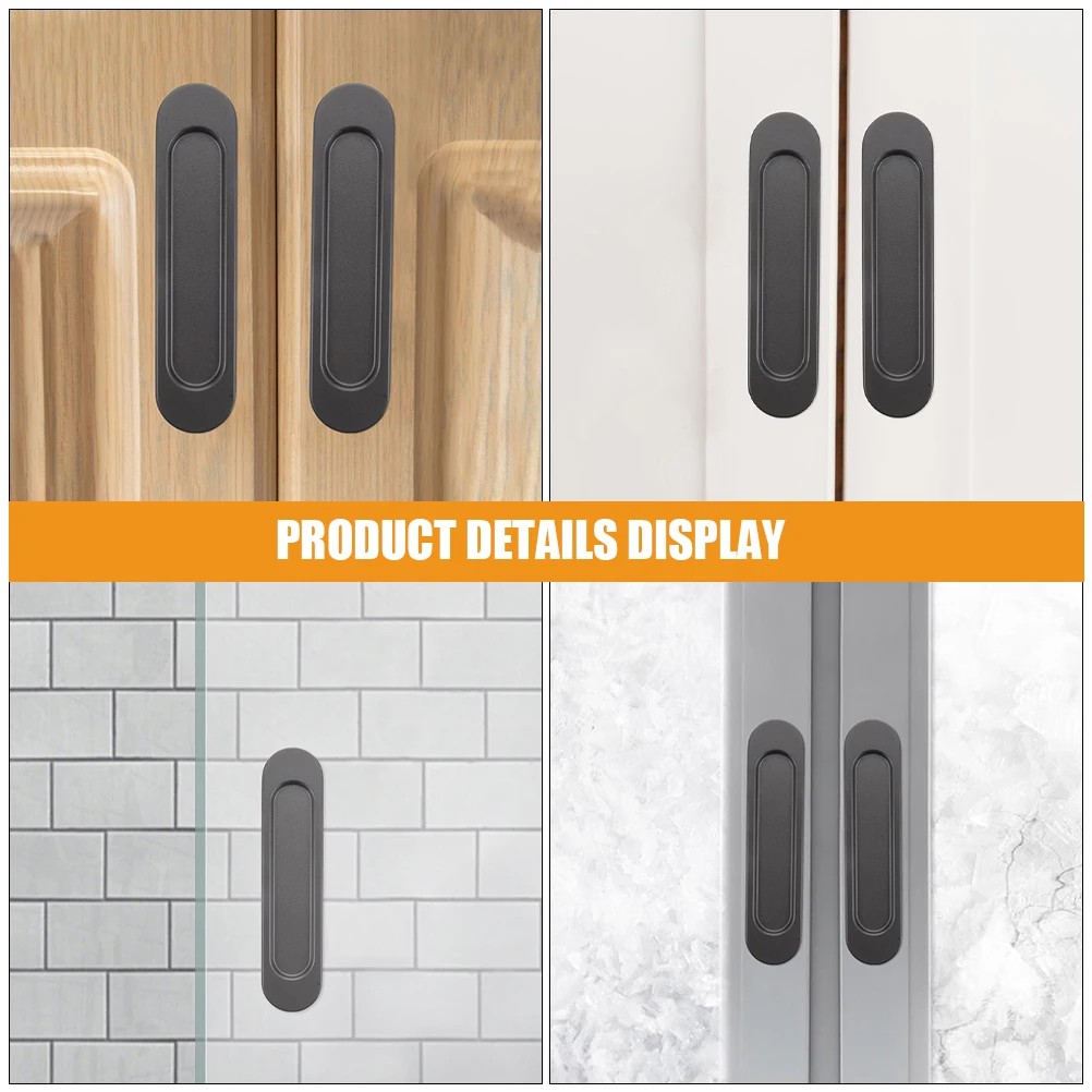

4pcs Closet Handle Recessed Aluminum Alloy Sliding Glass Pull Adhesive Stick On Cabinet Handles Flush Door Hardware Self Stick