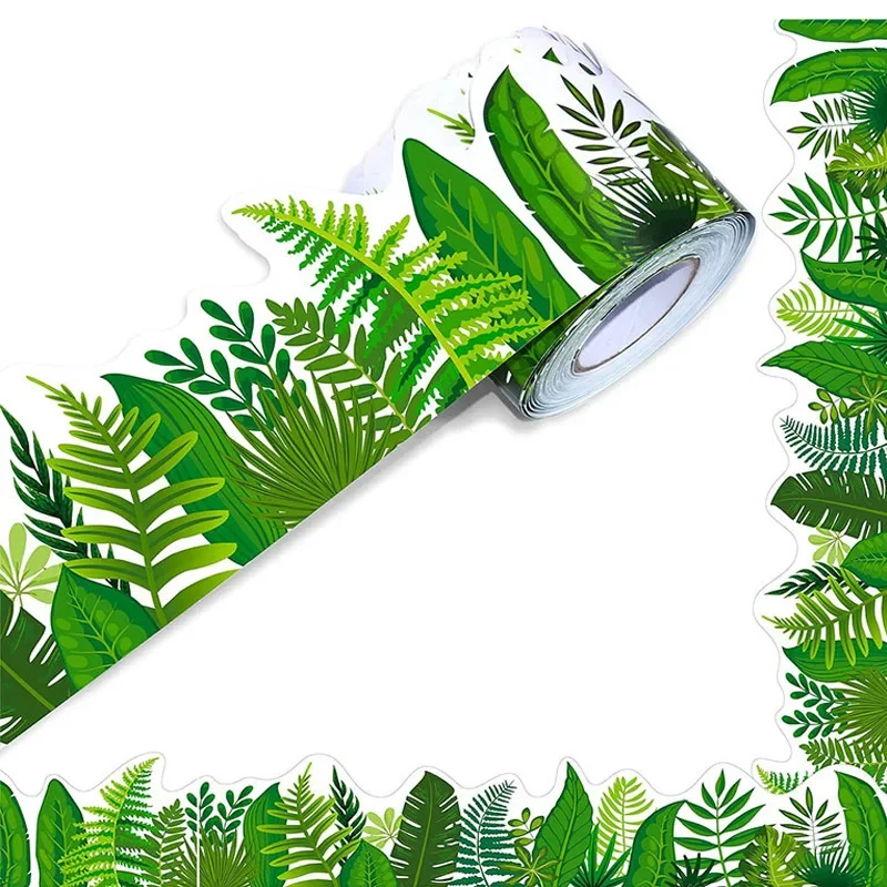 

Green Leaves Blackboard Bulletin Board Border Stickers Self Adhesive Wallpaper DIY Handicraft Art Wall Decor for Home Room Decor