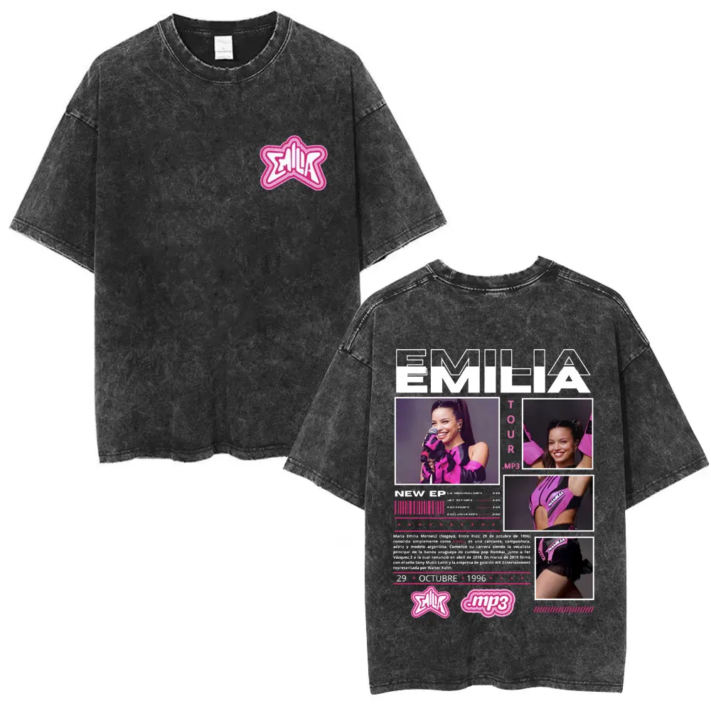

Washed Vintage Emilia Mernes Music Album MP3 Tour 2025 T Shirt Men Women Fashion Oversized Streetwear Casual 100% Cotton Tshirt