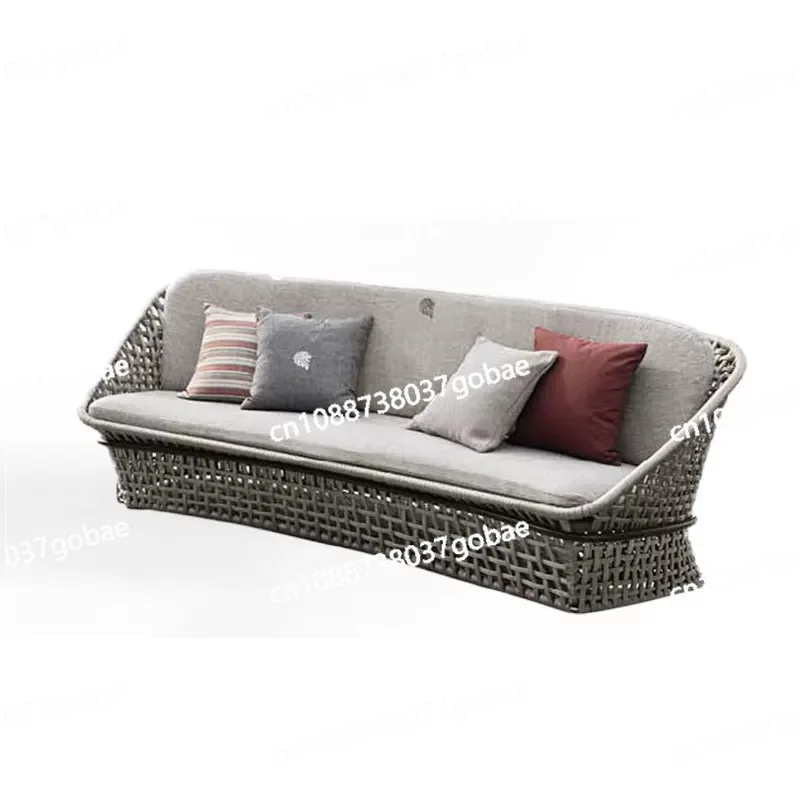 Outdoor Sofa Courtyard Villa Balcony Coffee Table Outdoor Furniture Combination Open-air Garden Waterproof Sunscreen Rattan Sofa